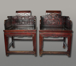 清代 三圍屏太師椅(一對)
